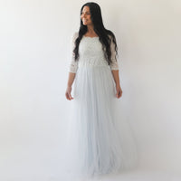 BLUSHFASHION - Original Curvy  Off-Shoulder Two Colors Wedding Dress #1134