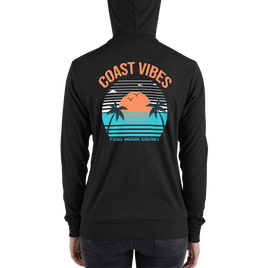 Women's Lightweight Zip Up Coast Vibes Hoodie W/Kangaroo Pocket