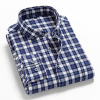 2022 New Mens Plaid Shirt 100% Cotton High Quality Mens Business Casual Long Sleeve Shirt Male Social Dress Shirts Flannel 4XL