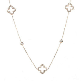 Original Open Clover Long Necklace Rosegold