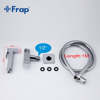 FRAP - Original 1 Set Solid Brass Single Cold Water Corner Valve Bidet Faucets Function Square Hand Shower Head Tap Crane 90 Degree Switch