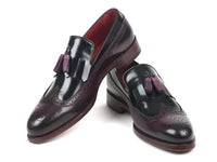 Paul Parkman Kiltie Tassel Loafer Black & Purple (ID#KT92PX)