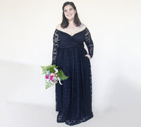 BLUSHFASHION - Original Black Sweetheart Train Off the Shoulder Lace Wrap Wedding Dress With Pockets #1335