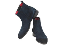 Paul Parkman Navy Suede Chelsea Boots (ID#SD875NVY)