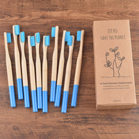 10 Pack Bamboo Toothbrush Medium Bristles Biodegradable Plastic-Free Toothbrushes Cylindrical Low Carbon Eco Bamboo Handle Brush