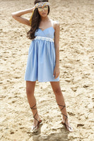 2KSTYLE - Original Blue Cotton Mini Dress With Lace