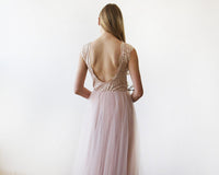 BLUSHFASHION - Original Pink Blush Tulle & Lace Sleeveless Maxi Gown #1145