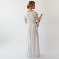 BLUSHFASHION - Original Bestseller Wrap Lace Wedding Dress With Chiffon Mesh #1256