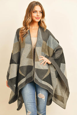 Hdf3149br - Brown Abstract Pattern Open Front Kimono