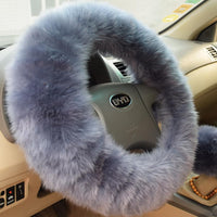 KAWOSEN - Original Winter Warm Australian Wool Steering Wheel Cover for 14.96" X 14.96" Steeling Wheel in Diameter 38cm WSWC01