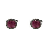 Original Ruby Cufflink Oxidised Silver Champagne Diamonds