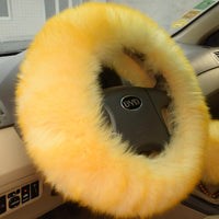 KAWOSEN - Original Winter Warm Australian Wool Steering Wheel Cover for 14.96" X 14.96" Steeling Wheel in Diameter 38cm WSWC01