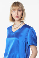 LE REUSSI - Original Shining V-Neck Blouse in Blue