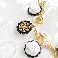 POPORCELAIN - Original Porcelain Camellias and Golden Leaves Bracelet