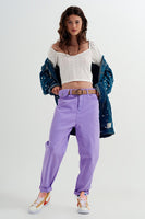 Q2 - Original High Waisted Loose Tapered Leg Jeans in Purple