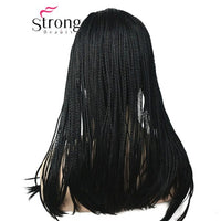 StrongBeauty Long Gray With Dark Roots Ombre Braided 3/4 HEADBAND Full Synthetic Wig Box Braids Wig Coverage Wigs COLOUR CHOICES