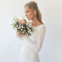 BLUSHFASHION - Original Bestseller Long Sleeves Boat Neckline Modest Wedding Dress #1297