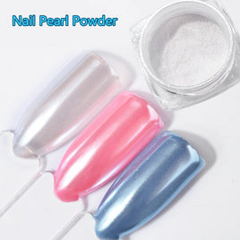 2g/Box DIY Diamond Mermaid Pearl Mermaid Matte White Nail Art Glitter Chrome Powder Dust for UV Gel