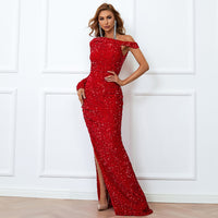 EVELYN BELLUCI - Original Fiona Red One Shoulder Gown