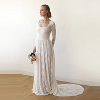 BLUSHFASHION - Original Square Neckline Wedding Train Dress