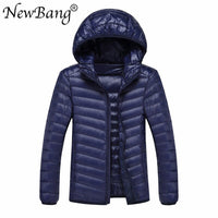 NewBang Brand 8XL 9XL 10XL 11XL Men Ultra Light Duck Down Jacket Lightweight Feather Hooded Coat Outwear Plus  Large Size