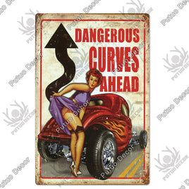 Putuo Decor Pin Up Girl Tin Sign Plaque Metal Plate Vintage Sexy Wall Art Stickers for Bar Pub Club Man Cave Retro Iron Poster