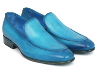 Paul Parkman Perforated Leather Loafers Turquoise (ID#874-TRQ)