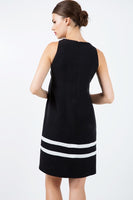 CONQUISTA FASHION - Original Black Sleeveless Dress With White Stripe Detail