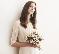 BLUSHFASHION - Original Ivory 3/4 Sleeves Lace Bridal Top #2025