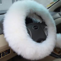 KAWOSEN - Original Winter Warm Australian Wool Steering Wheel Cover for 14.96" X 14.96" Steeling Wheel in Diameter 38cm WSWC01