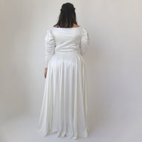 BLUSHFASHION - Original Ivory Sweetheart Wedding Dress With Puffy Sleeves #1341