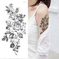 10 Pc Mandala Lotus Flower Tattoo Mehndi Henna Stickers for Hands Sexy Arab Tattoo Black Sketches Tattoo Designs Waterproof Body Art