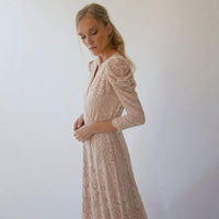 BLUSHFASHION - Original Blush Puffed Sleeves Wedding Dress #1283