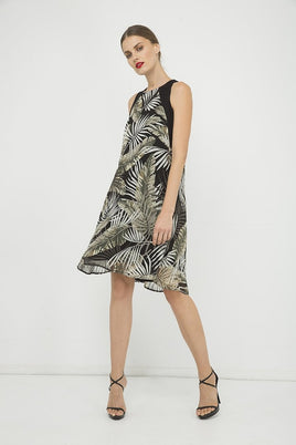 CONQUISTA FASHION - Original Sleeveless a Line Print Chiffon Dress