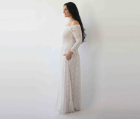 BLUSHFASHION - Original Curvy Ivory Nude Off Shoulder Wedding  Dress #1264