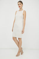 CONQUISTA FASHION - Original Sand Colour Sleeveless Dress With Contrast Detail