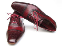 Paul Parkman Men's Side Handsewn Captoe Oxfords - Red / Bordeaux Leather Upper and Leather Sole (ID#5032-BRD)