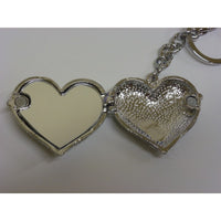 Keyring heart-shaped with rhinestones - With interior mirror