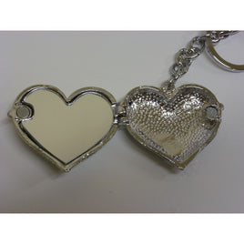 Keyring heart-shaped with rhinestones - With interior mirror