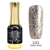 Venalisa 12ml Supper Diamond Top Coat Supply Nail Art Enamel Gel Nail Polish Shining Glitter Sequin Starry Platinum Paint Gel