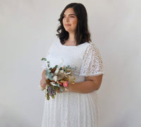 BLUSHFASHION - Original Curvy Bohemian Butterfly Sleeves, Modest Ivory Wedding Dress With Pockets #1318