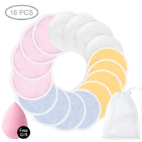 4/8/10/16pcs Makeup Remover Washable Cotton Pads Reusable Face Wipes Microfiber Make-Up Remover Three Layers Natural Soft Bamboo