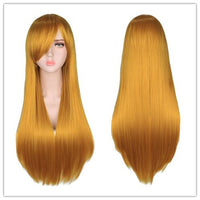 QQXCAIW Long Straight Cosplay Wig Women Costume Party Black Red Ombre Heat Resistant Synthetic Hair Wigs