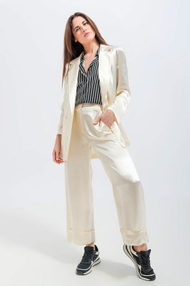 Q2 - Original Satin Blazer in Cream