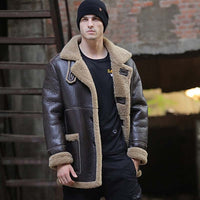 LUHAYESA - Original Thicken Warm Natural Sheepskin Fur Shearling Men Leather Genuine Real Fur Coat Winter Warm Brown Fur Fashion Clothing