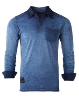 NEW ARRIVAL! ZIMEGO Mens Long Sleeve Oil Wash Vintage Henley Button Cuffs Pocket Polo T-Shirt