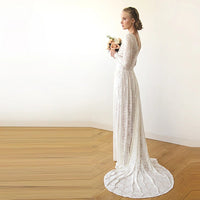 BLUSHFASHION - Original Square Neckline Wedding Train Dress