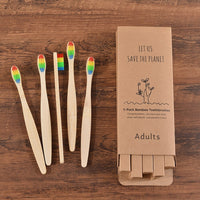 5Pcs Adults Soft Bristles Toothbrush Colorful Dental Eco Friendly Oral Care Bamboo Teeth Brushes Individual Package Toothbrush