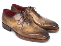 Paul Parkman Goodyear Welted Men's Wingtip Oxfords Antique Olive (ID#87OLV54)