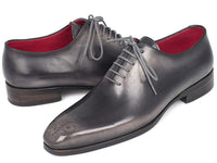 Paul Parkman Men's Gray & Black Wholecut Oxfords (ID#KR254GRY)